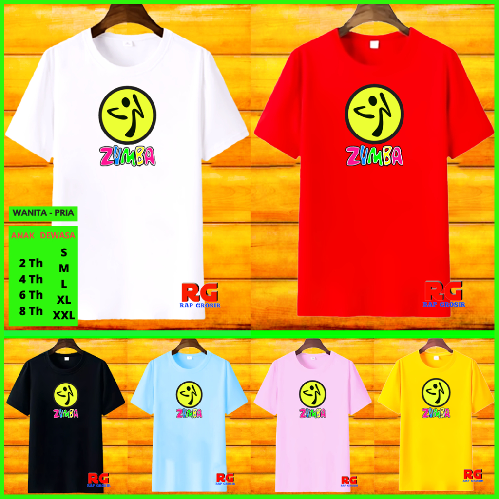 Baju Kaos Olahraga Senam Fitness Gym Aerobic Zumba Wanita Pria - Anak Perempuan Laki Laki - Cewek Co