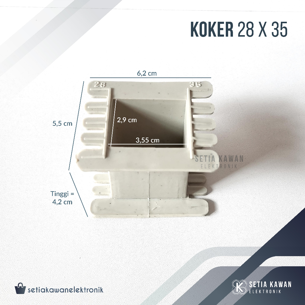 Koker Trafo Kotak 28x35 / Bobin Bobbin Dudukan Besi Plat Keren Kern Travo Tahan Panas Bahan Plastik 