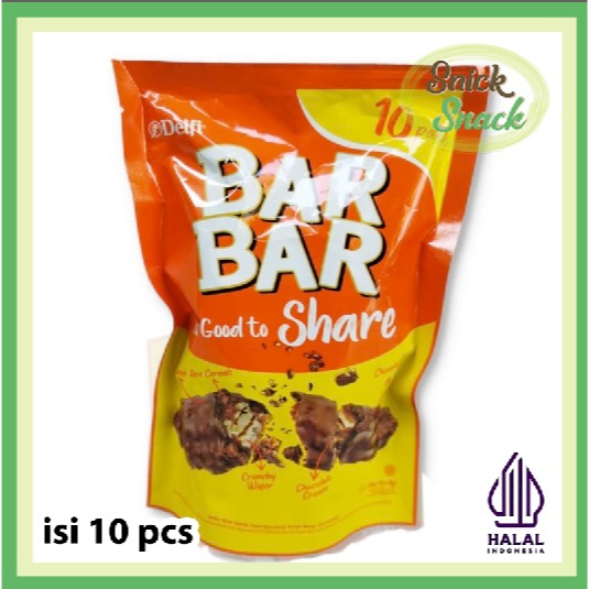 

Delfi Bar Bar Coklat Wafer Share Pack isi 10 pcs 80gr Chocolate Bar Karamel Krispi Beras