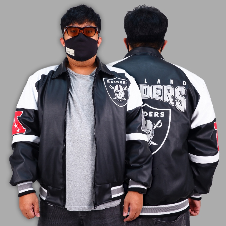 VARSITY JACKET OAKLAND RAIDERS LEATHER FOOTBALL SPORT PREMIUM UNISEX