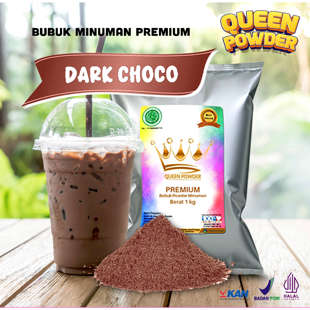 

COD Bubuk Minuman Premium Dark Choco Original Pekat Rasa Enak Queen Powder 1 Kg