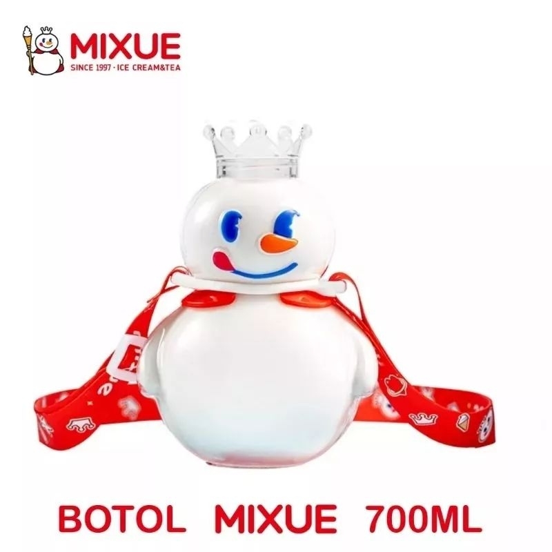 Botol Minum Mixue Snow King ORI dengan Tali Mixue Tumblr Mixue 700 ml