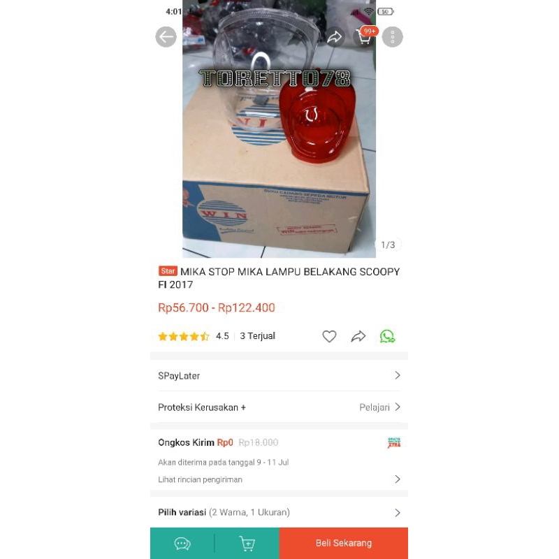 MIKA LAMPU BELAKANG SCOOPY FI 2017