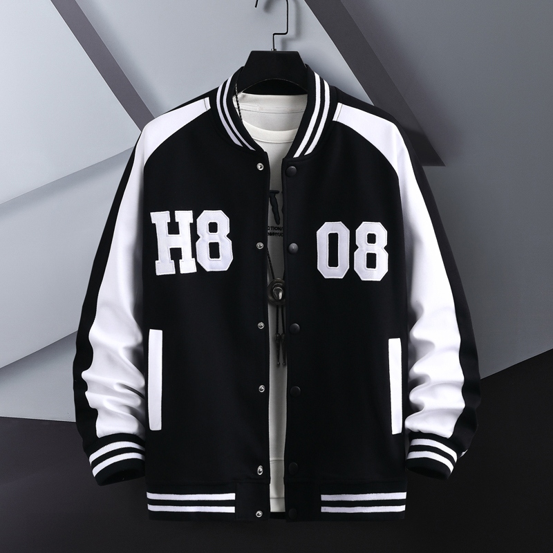 Jaket Varsity Big Size (S-6XL) Jaket Baseball Kancing Bomber  H8 08 Logo Oversize S M L XL 2XL 3XL 4
