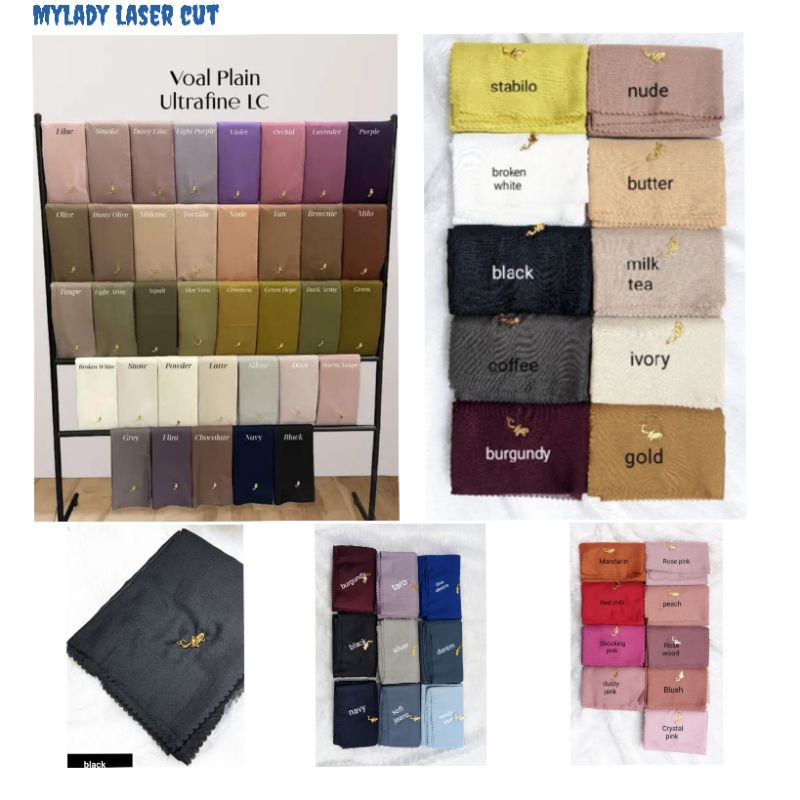 HIJAB MYLADY POLOS LASERCUT WARNA TERBARU