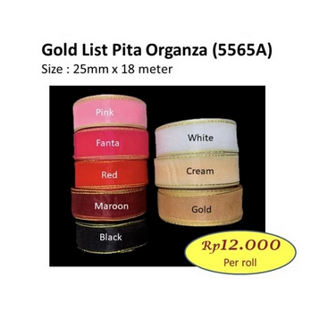 

Gold List Pita Organza 5565A Organza Ribbon Pita Transparan 1 Roll