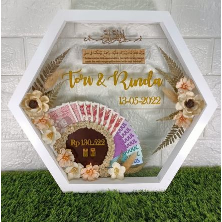 Mahar Pigura Transparan / Floating Frame / Mahar Transparan / Mahar Hexagonal Rustic