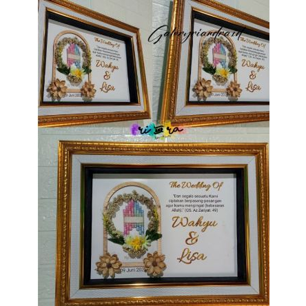 Pigura mahar/frame Mahar Pernikahan/ bingkai mahar pernikahan flower bunga kering