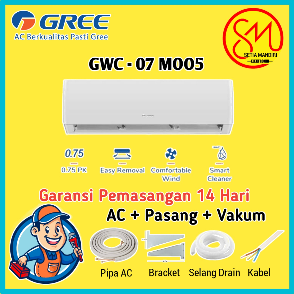GREE AC DELUXE STANDARD N1A Series - 3/4PK - GWC-07N1A - KOMPRESSOR BLACK DIAMOND FIN - PUTIH