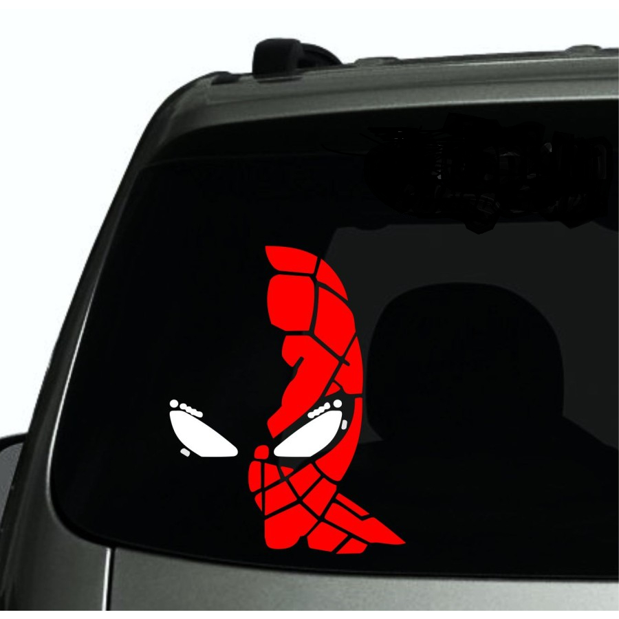 Stiker Mobil Cutting Sticker kaca Mobil Spiderman Head