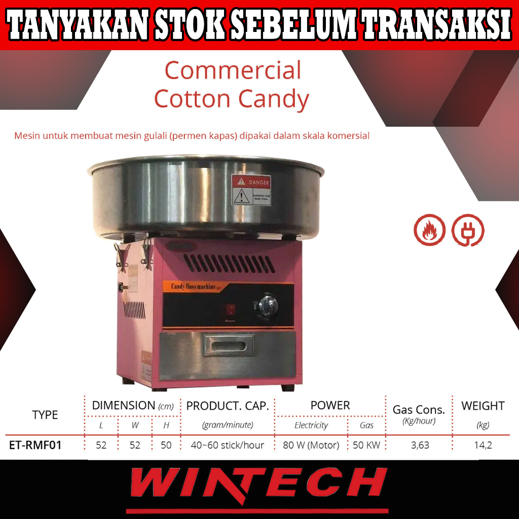 GETRA ET-RMF01 Gas Cotton Candy Machine Mesin Pembuat Gula Kapas - Mesin Pembuat Gulali