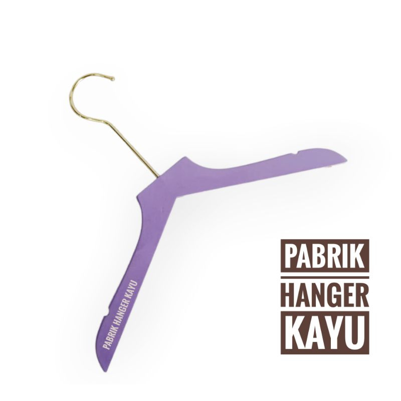 HANGER ANAK KAYU KEPALA LURUS UNGU HOOK GOLD