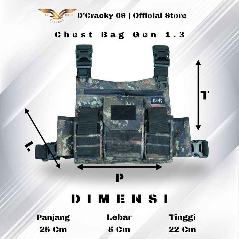 Tas Dada Pria Tactical Gen 1. 3 Premium Loreng Army Series | Chest Bag Protect Gen 1. 3