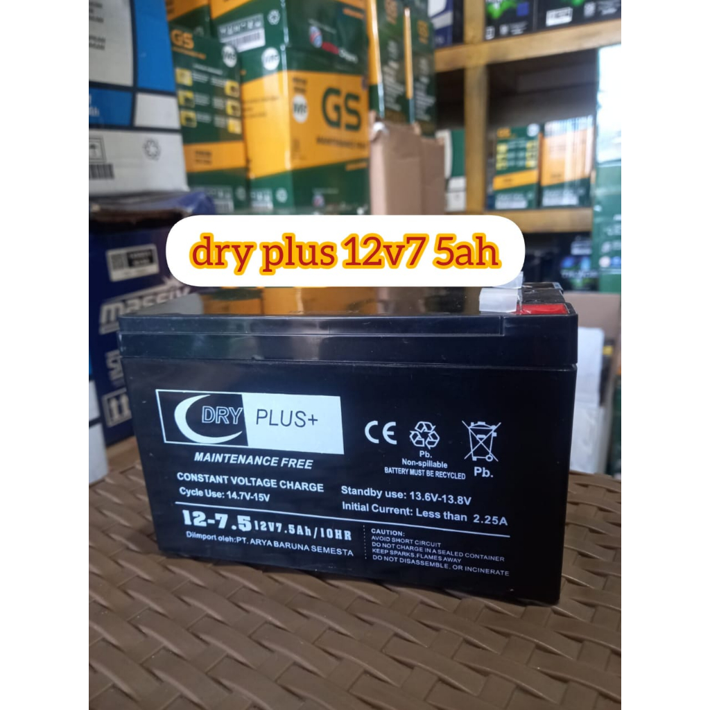 Aki kering ups 12v7.5ah dry plus 12v7ah aki mobil mobilan anak