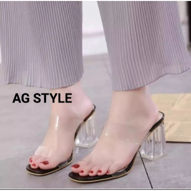 SANDAL HEELS HAK TAHU KACA TRANSFARAN/HAK MIKA/SANDAL KACA/BAN2 MIKA/MIKA/HEELS/HEELS CANTIK/HEELS B