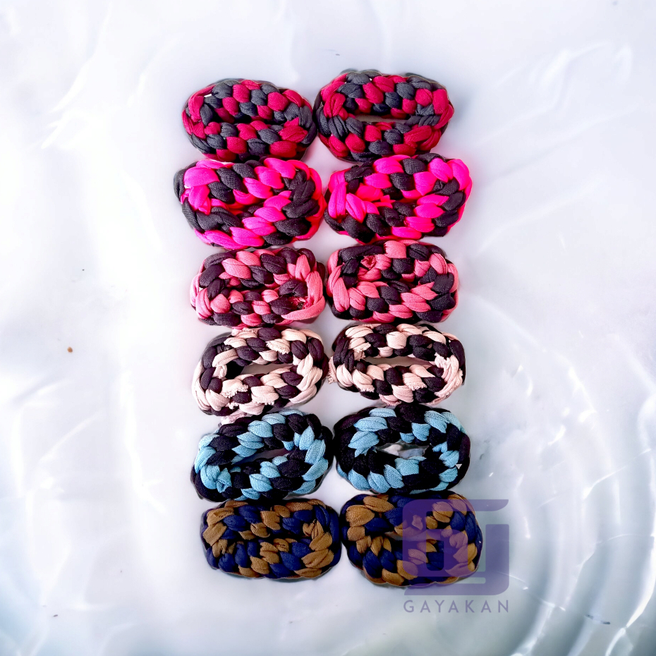 Isi 12 pcs (1 lusin) Ikat Rambut Ukuran Anak Model Tambang Multiwarna