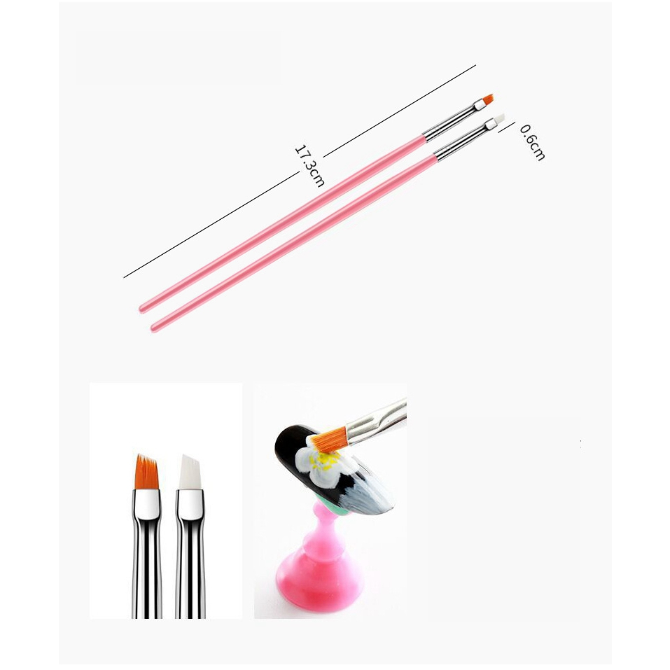 Kuas Kutek Kuku Brush Nail Art Dotting Tools 15 PCS - N1800 - 7RHR8FPN Pink