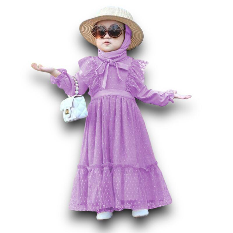 GAMIS BRUKAT ANAK FASHION MUSLIM/ MAXI ANAK TILE DOT/ DRESS ANAK KEKINIAN
