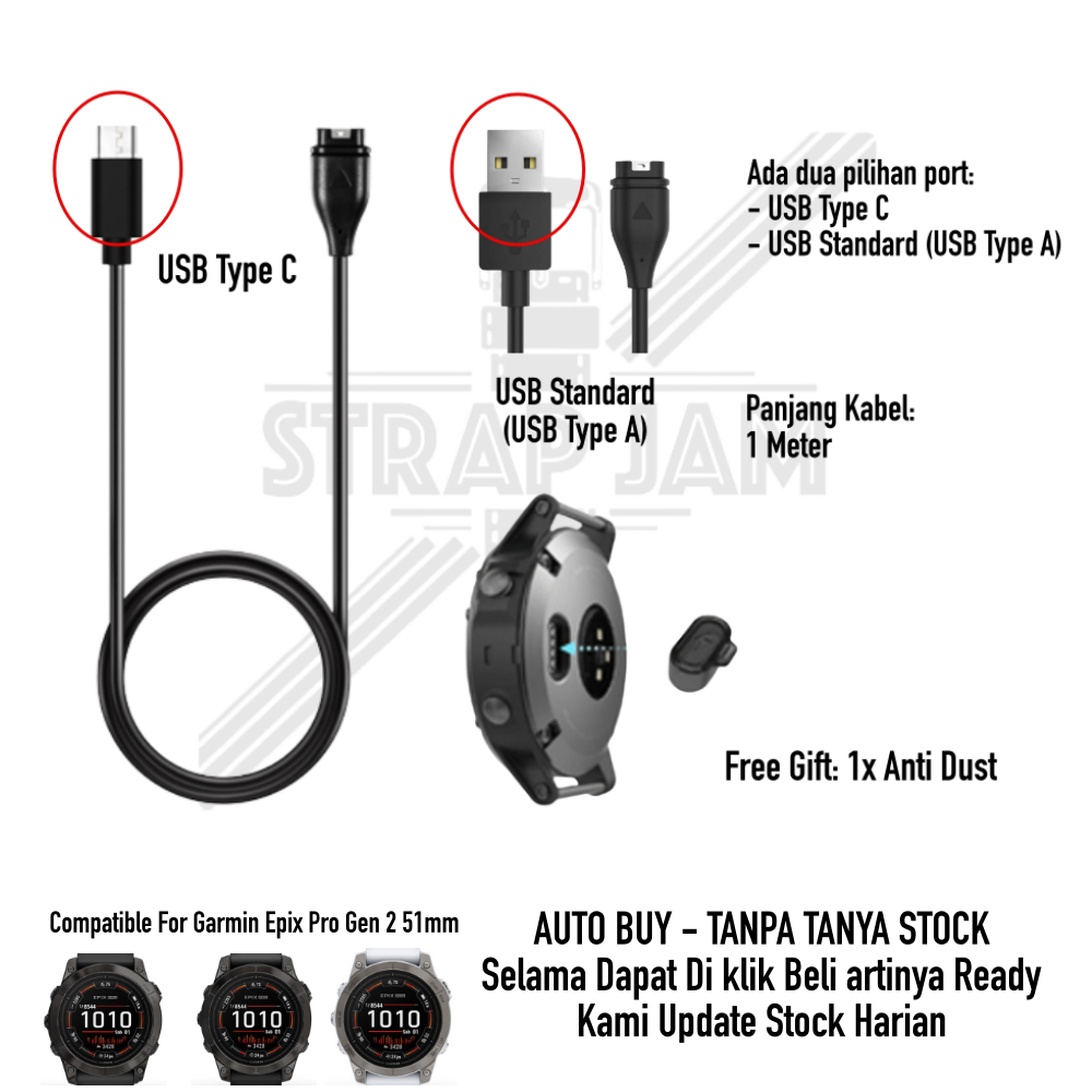 Untuk Garmin Epix Pro Gen 2 51mm - Cable Kabel Charging Charge Cas Ces