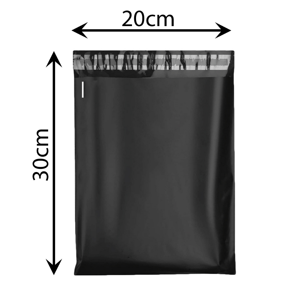 Plastik Polymailer Hitam isi 100 lembar 20x30cm Plastic Polymer Kantong Packing Baju Online OL Shop 20x30cm