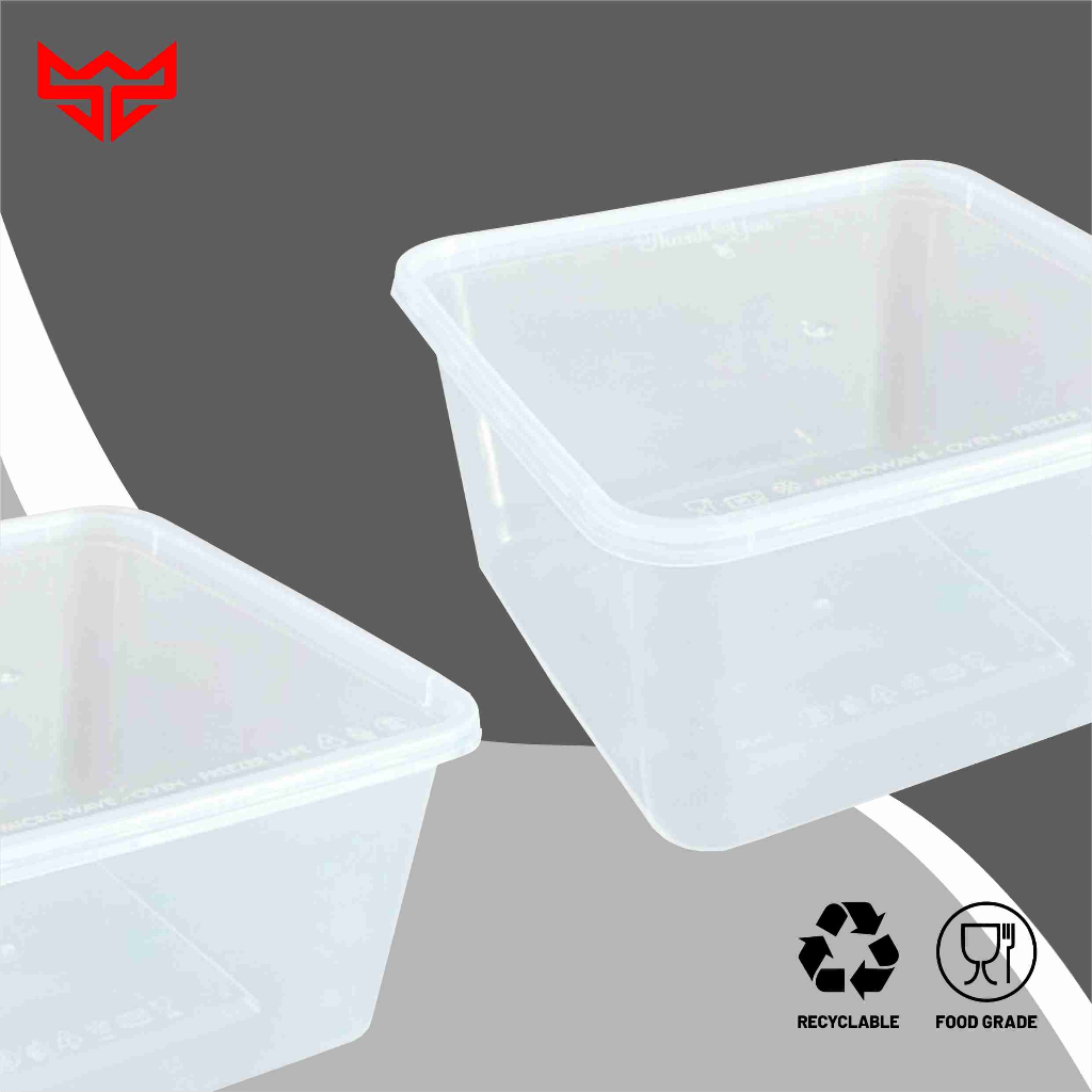 Thinwall Square 2000ml 3000ml Kotak Makan Persegi Bahan Tebal