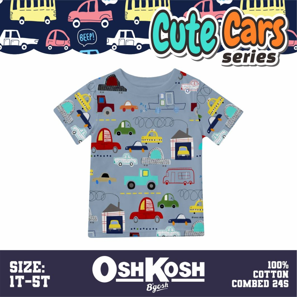 0shkosh Kaos Baby Cars Kaos Anak Usia 1 Sd 5 Tahun -KBS