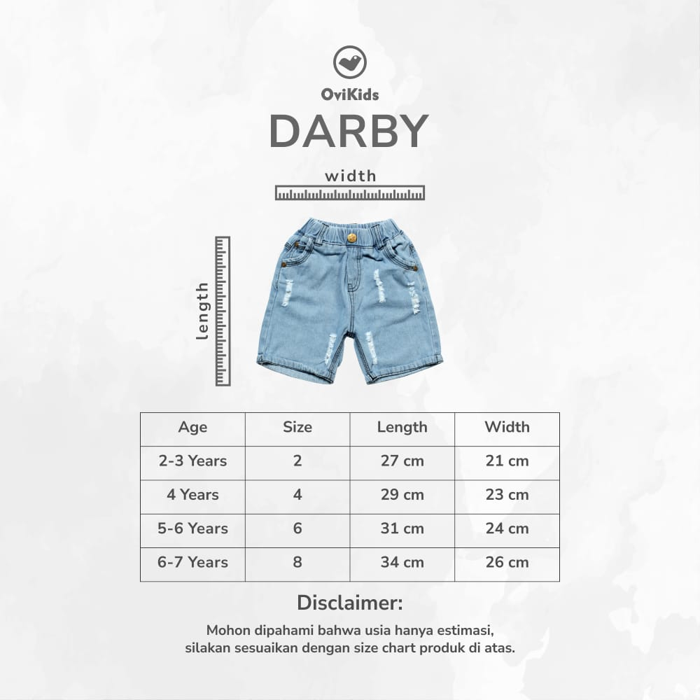 Darby Jeans Pendek Celana  Pendek Anak Usia 2 Sd 8 Tahun -KBS