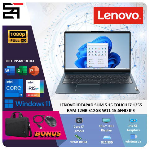 Lenovo Ideapad Slim 5 15 TOUCH Core i7 1255U RAM 12GB 512GB W11 15.6 inch Full HD