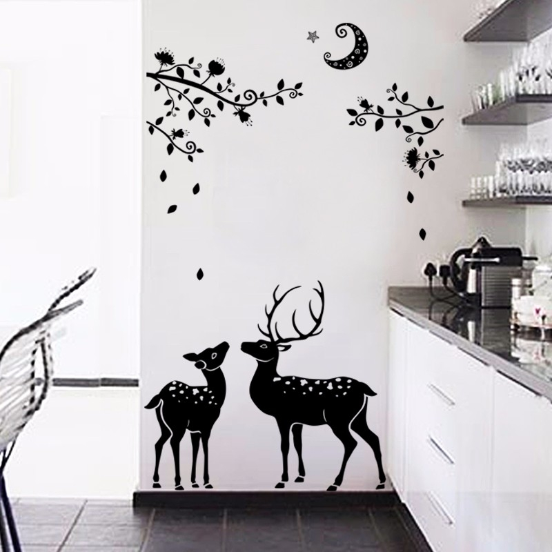 Siluet Rusa Deer SK9081 - Wallstiker Dinding Cafe Kamar Tidur Anak Wall Sticker Aesthetic