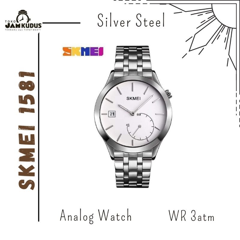 Jam Tangan Analog Skmei 1581 Chrono Aktif Original Murah Silver