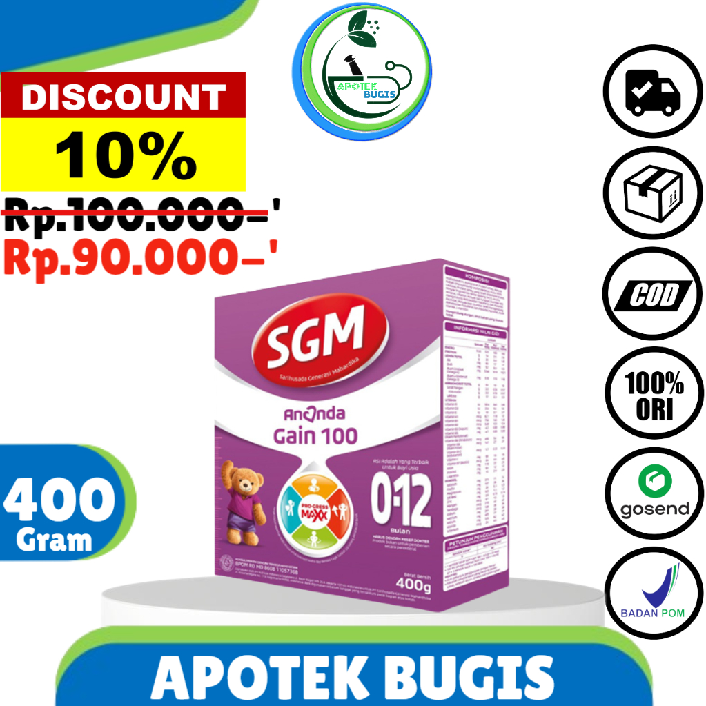 SGM ANANDA GAIN 100 0-12BLN 400G BOX - Tambah Berat badan Kemasan 400 gram