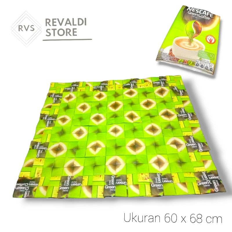 READY STOCK  taplak meja dari bungkus kopi Nescafe Green Coffee Ukuran 60 x 68 cm