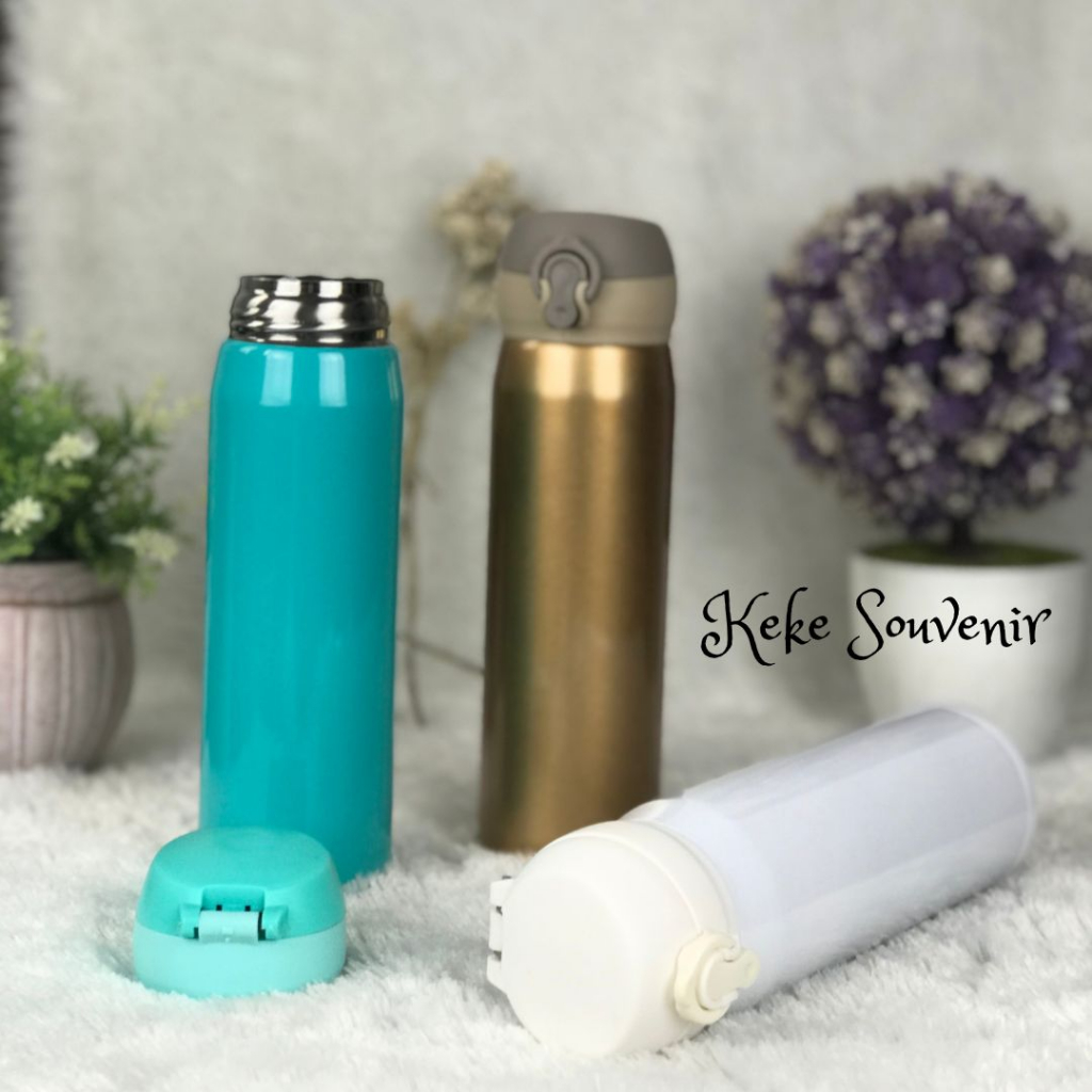 Thermos air panas / Kancing polos - THERMOS THUMBLER POLOS - stainless | Tumblr Cantik | Botol Minum Murah |Termos Air Minum 500ML Stainless Steel Tahan Panas Dingin