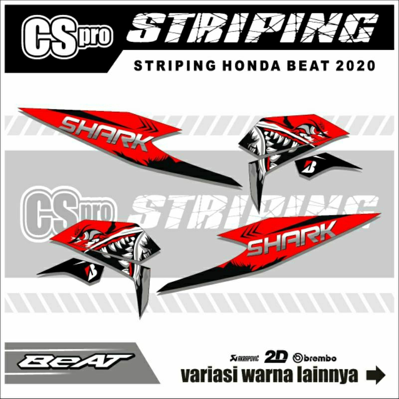 STRIPING BEAT NEW 2020 2021 2022 2023 SHARK / STIKER LIST VARIASI MOTOR BEAT NEW / STICKER LISS BODY