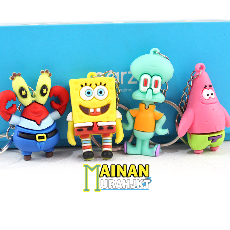 GANTUNGAN KUNCI SPONGEBOB ISI 4 PCS ANIME 3D GANTUNGAN KUNCI ATAU TAS SEKOLAH PVC FIGUR KARTUN