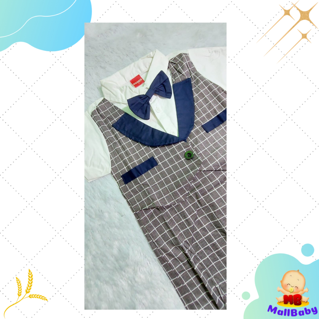 Baju Tuxedo Bayi Laki Romper Dasi Anak Cowo Baju Pesta Rompi Bio Kids