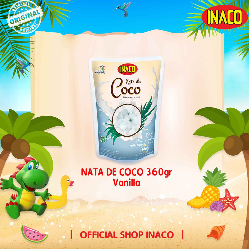 Inaco Nata De Coco / Minuman Coconut Gel / Minuman Rasa Vanilla Flavor / 360gr