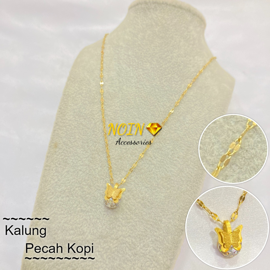Kalung Wanita Titanium Liontin Kupu Butterfly Anti Karat Simple Aksesoris Perhiasan