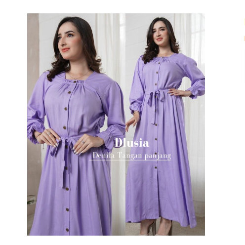 Gamis Terbaru Wanita Fashion Muslim Bahan Rayon Tebal Motif Polos Dress Panjang Dewasa Kekinian Kancing Depan Full