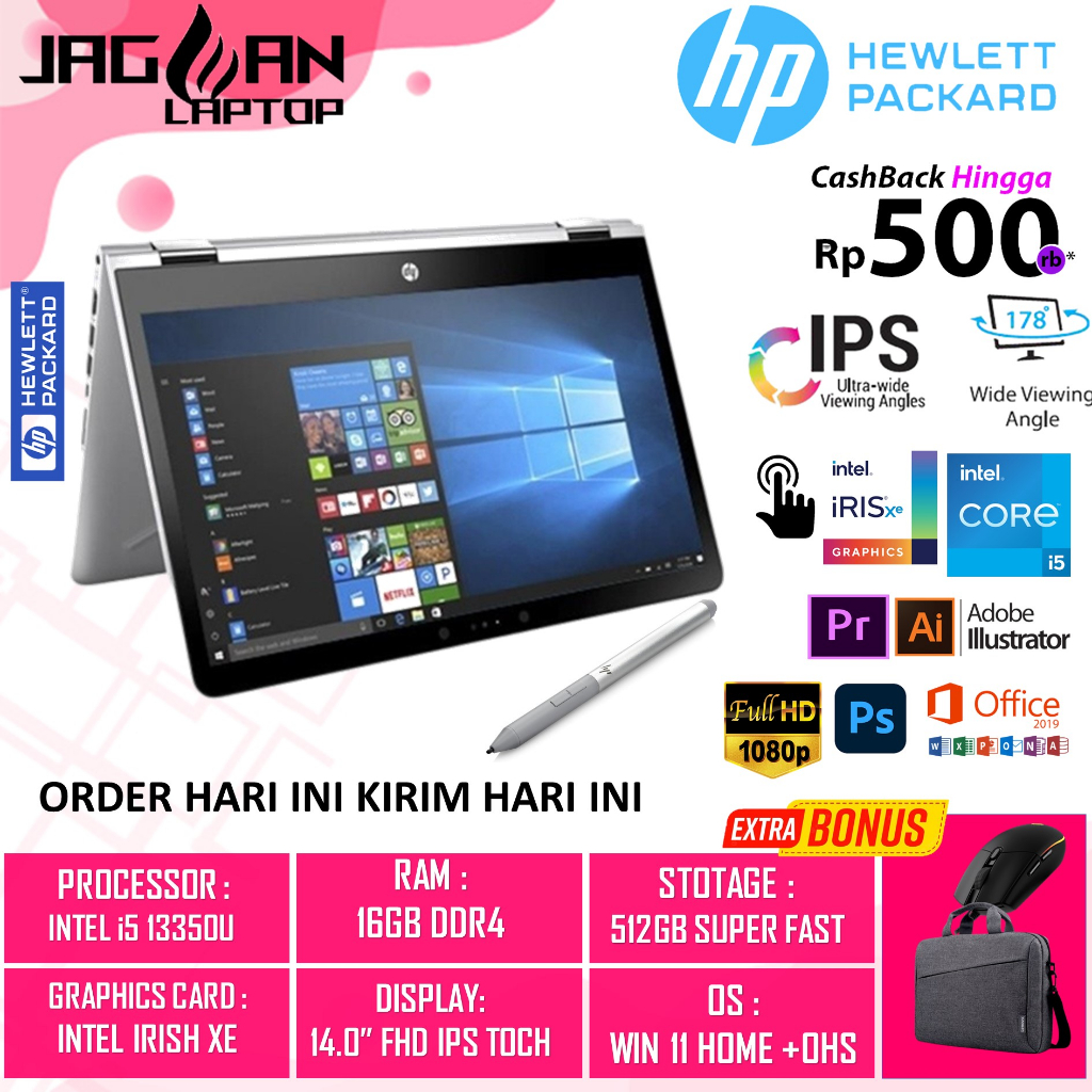 Laptop Slim HP PAVILION X360 14 EK1005TU INTEL I5 1335U 16GB 512GB IRIS XE 14.0 FHD IPS TOUCH BL FP WIN11HOME + OHS