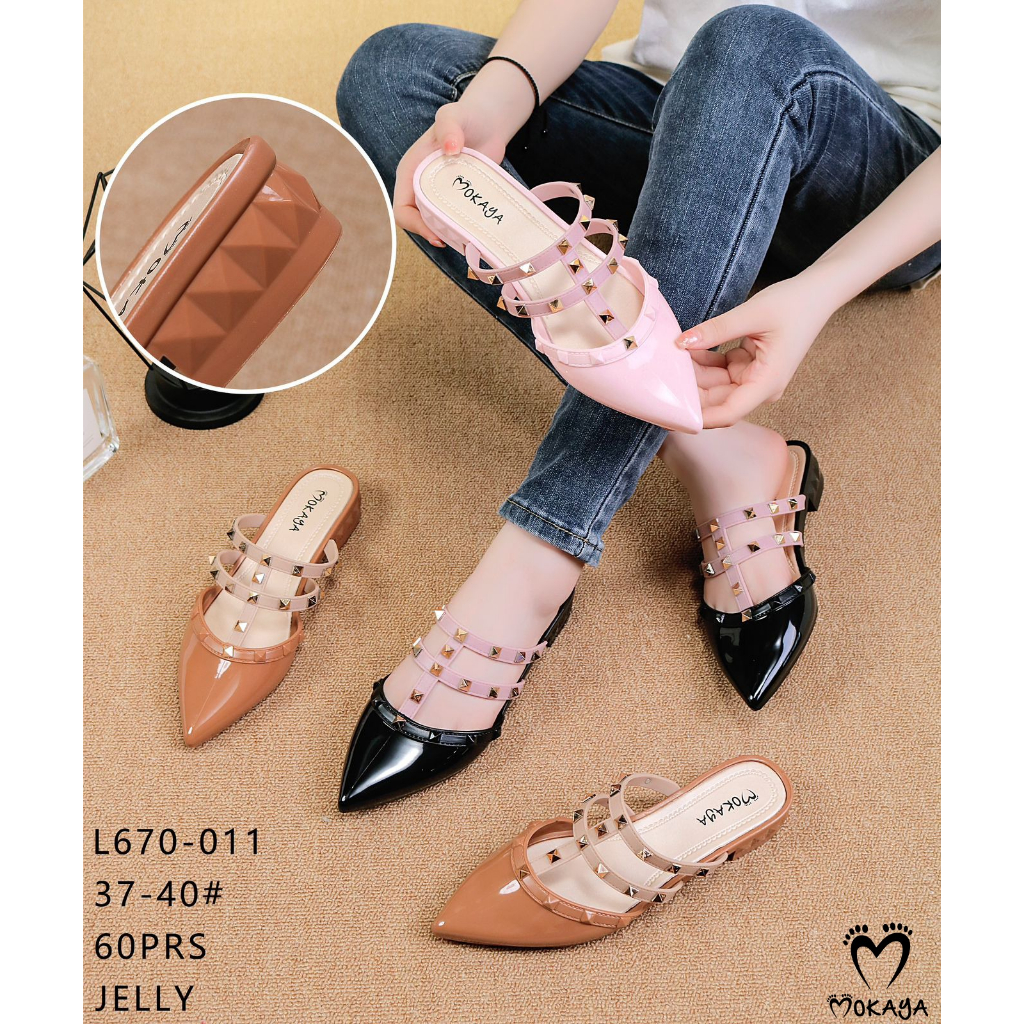 Sepatu Sandal Slop Fuji Jelly Wanita Vltno Cantik Mewah Import Mokaya / Size 36-40 (L670-011/2011-b3