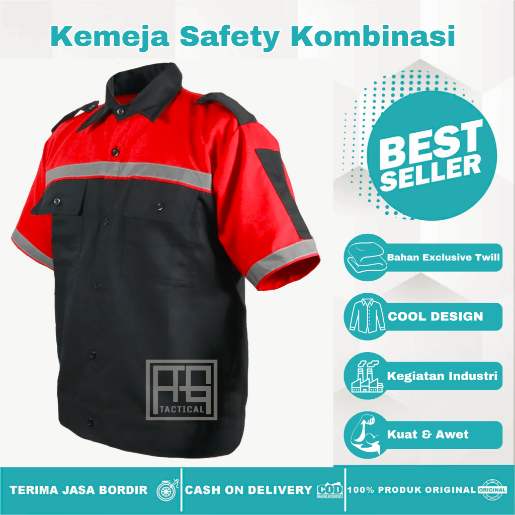 Atasan Wearpack Kombinasi/Kemeja Safety Pria Lengan Pendek/Kemeja Kerja