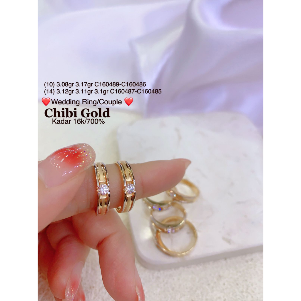 CHIBIGOLD Cincin couple emas 700 kadar 16K C160489 - chibi