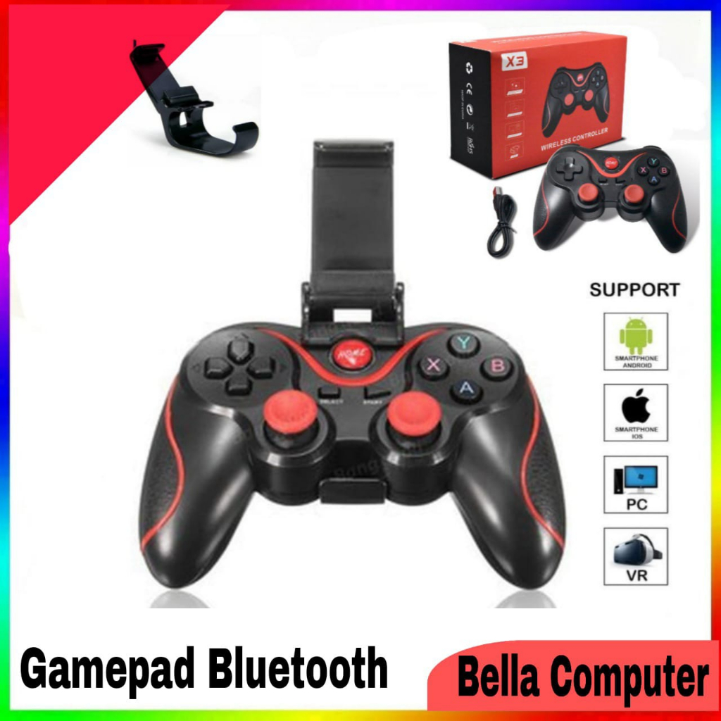 Gamepad Bluetooth x3 Blutot Controller Game nirkabel kompatibel Bluetooth, untuk Android, ponsel, TV BOX, Joystick komputer untuk Tablet, PC, TV, kontrol Gamepad