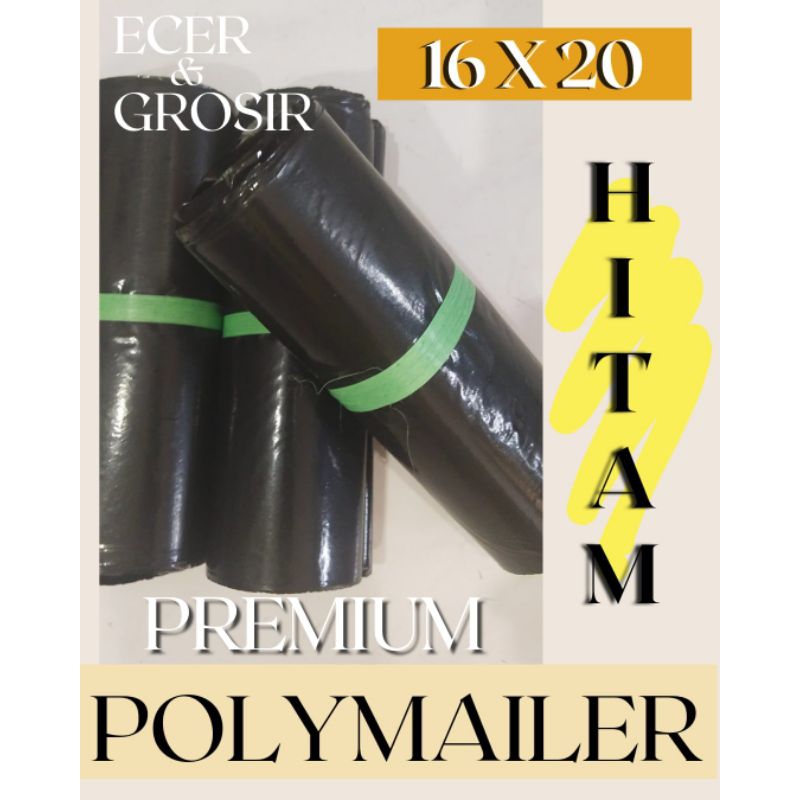 

PREMIUM Polymailer Hitam 16x20 100 lbr Amplop Plastik Packing