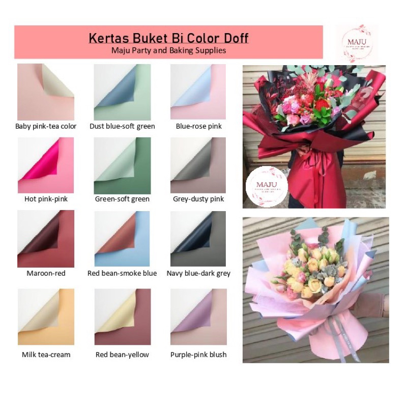 

(20 lembar per pax) Kertas Buket Bi Color Doff / Flower Wrapping / Kertas Bunga / Flower Paper / Cellophane Paper / Kertas Kerajinan Bunga