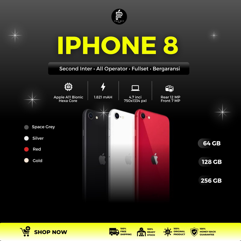 IPHONE SECOND 8 64GB / 128GB / 256GB FULLSET LIKE NEW