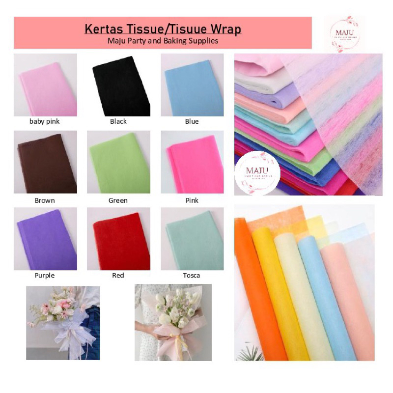 

Kertas Tissue / Tissue Wrap / Kertas Tisu / Kertas Bunga Color Tissue / Flower Wrapping / Kertas Kerajinan Bunga