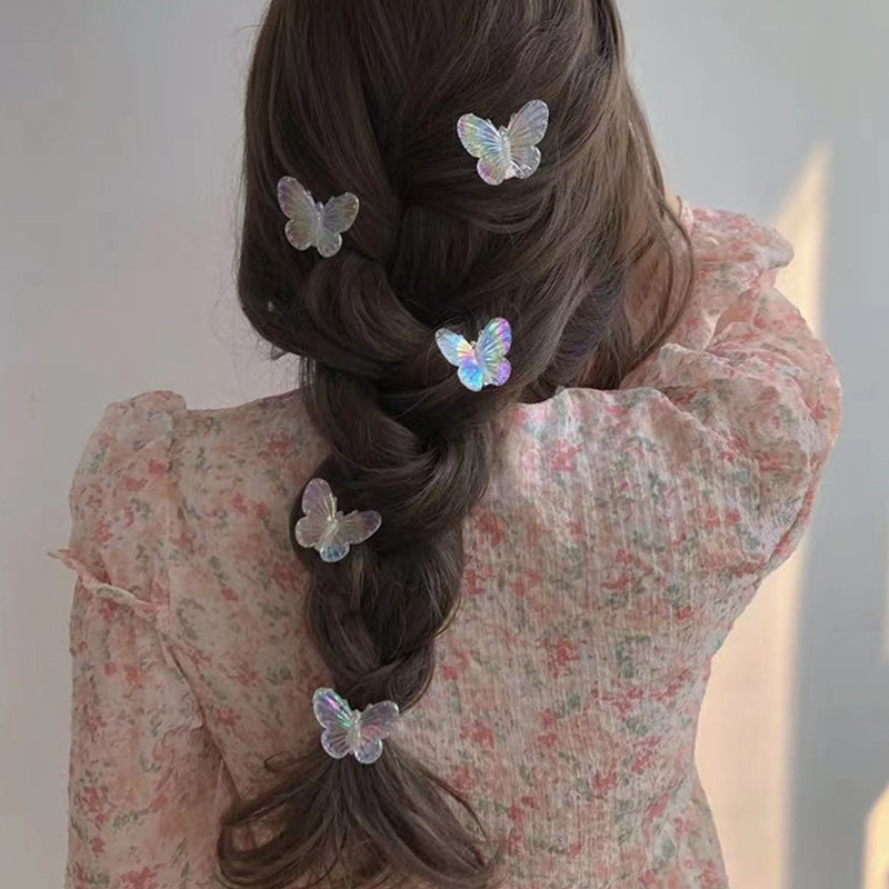 COD✨ Jepit Rambut Kupu-Kupu Mini Lucu Sederhana Transparan Warna Aesthetic Korea Gaya Fashion Manis Gadis Jepit Rambut Mengkilap Logam Untuk Anak Perempuan Impor Murah-Yinmer