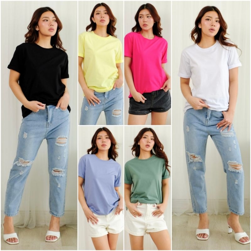 ✨️ PO 10 HARI ✨️ BEST SELLER ♡ PREMIUM ♡ ORIGINAL ! VIANNEY BASIC PLAIN COMFY BLOUSE TEE SHIRT